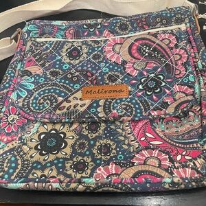 Malirona Durable Floral Crossbody Bag Canvas Messenger Handbag Multi Pocket